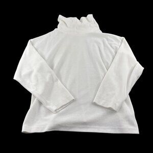 Aileen White Velour Turtleneck Long Sleeve Top Made‎ In Usa Soft Large